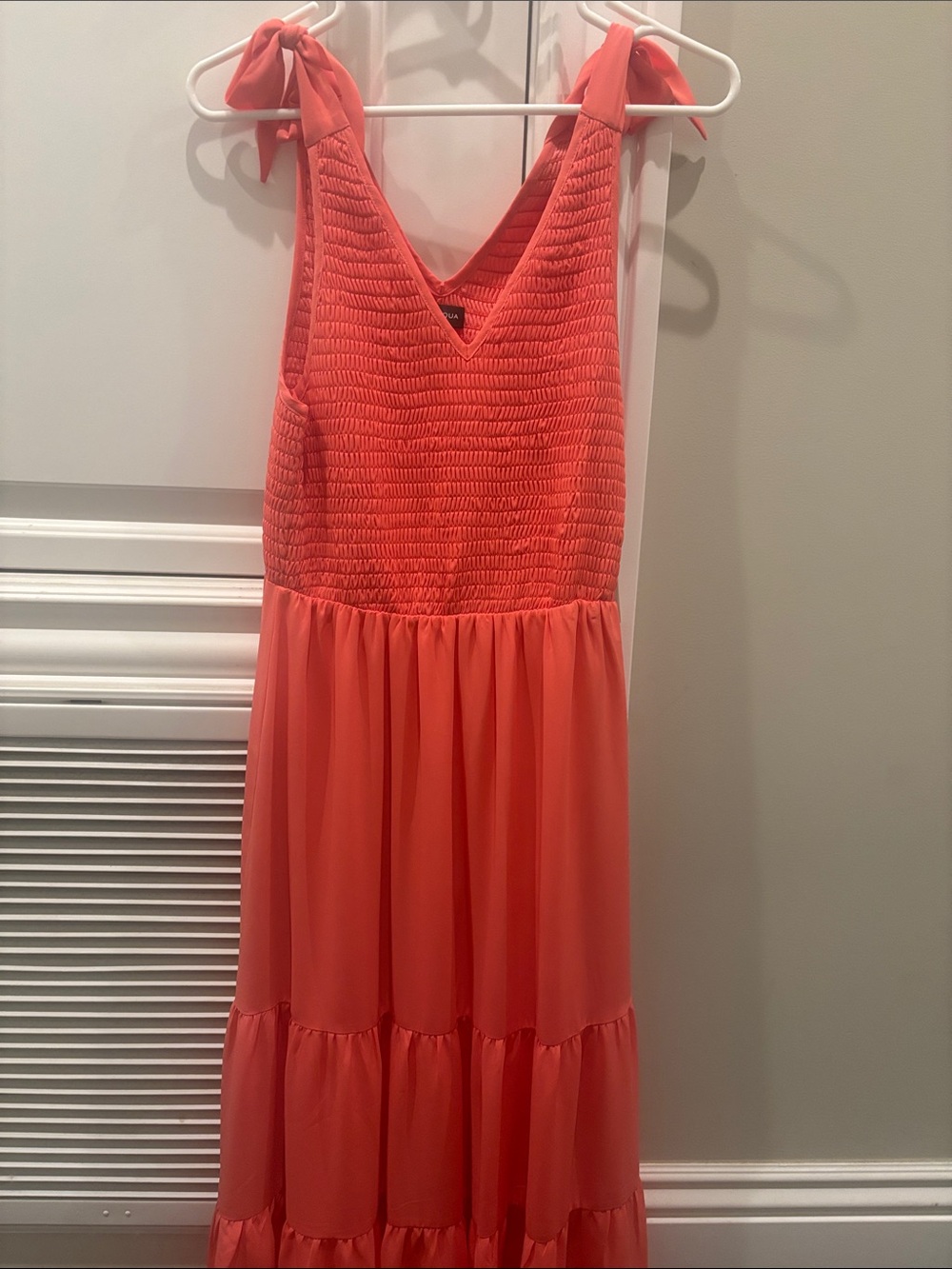 Aqua Coral Smocked Midi Dress NWT